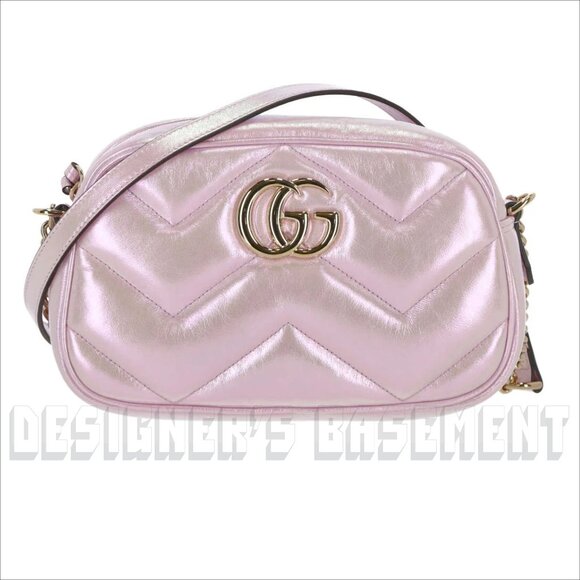 GUCCI iridescent pink GG MARMONT Matelasse leather Small camera Crossbody Bag 🎁 - Picture 8 of 10